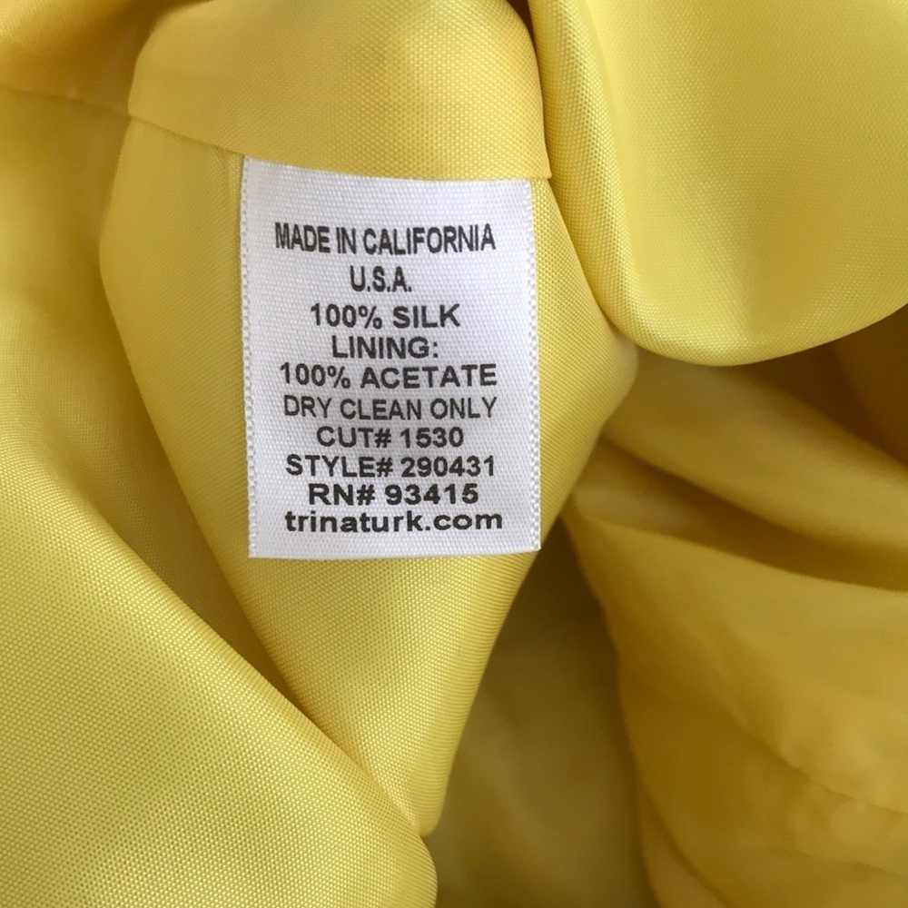 TRINA TURK size 4 yellow silk strapless dress - Picture 6 of 6